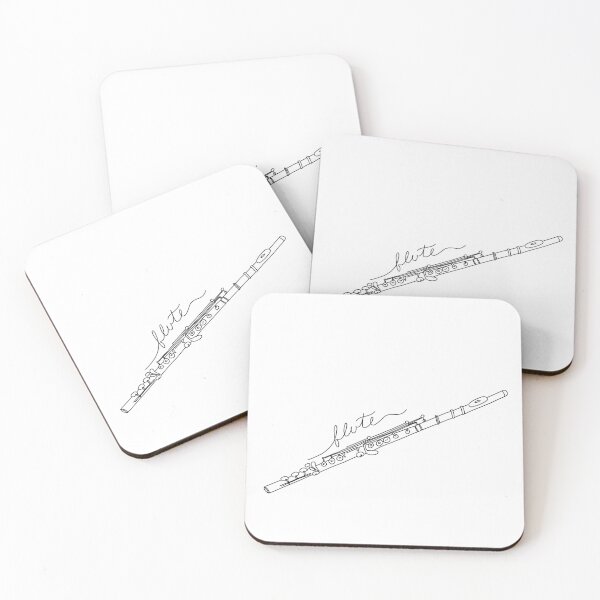 Item preview, Black and White Flute Line Art With Cursive Script  designed and sold by bassoongirl123.