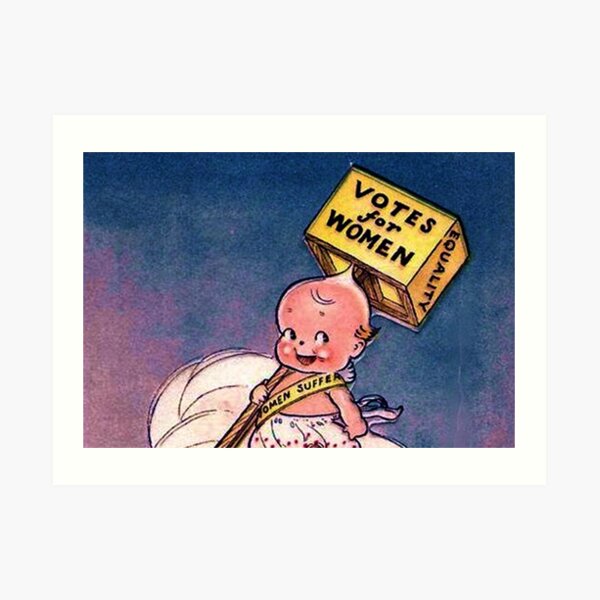 Kewpie Votes For Women Suffrage Art In Blue Art Print