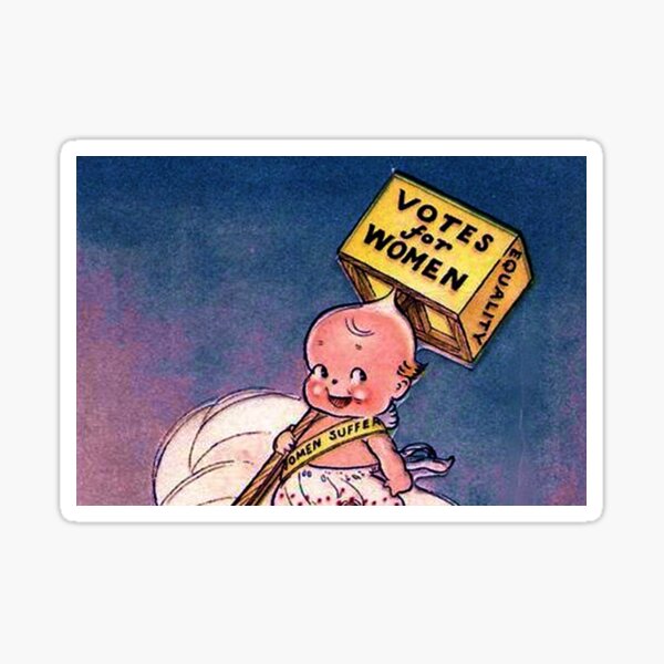 Kewpie Votes For Women Suffrage Art In Blue Sticker
