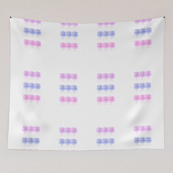Item preview, Poppies in pink, blue and purple, pop art style ink and watercolour designed and sold by Latch Farm  Studios.