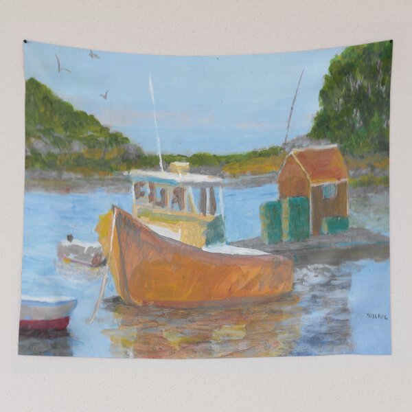 Item preview, Cape Porpoise Maine Lobster Boat with Shack  designed and sold by Roseann Meserve.