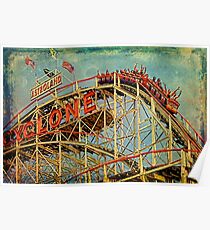 Riding The Famous Cyclone Roller Coaster Poster