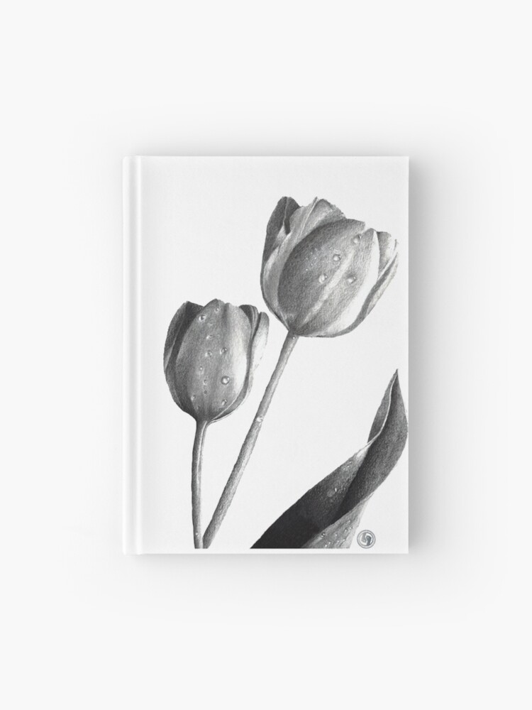 Cuaderno de tapa dura «Dibujo de tulipanes» de acsartcreation | Redbubble