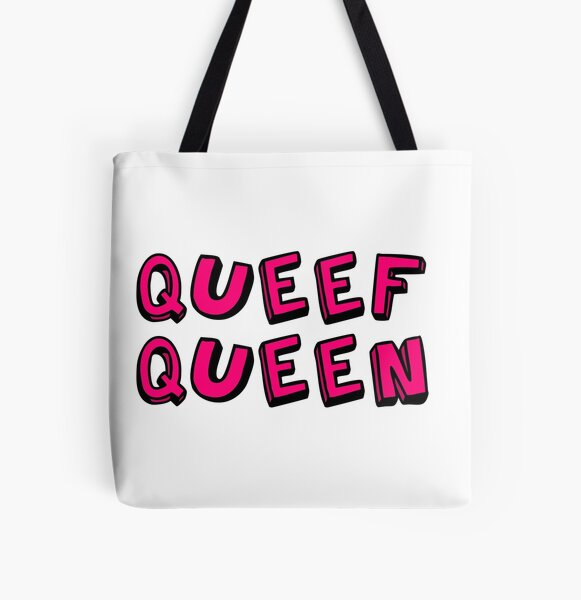 Queef Queen Pink Fuchsia Funny Fart Typography All Over Print Tote Bag