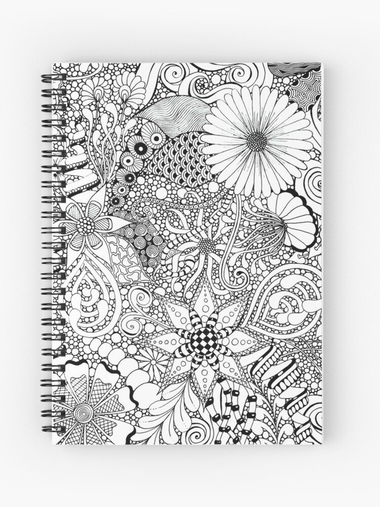 Handdrawn Wildflower Stickers Spiral Notebook for Sale by