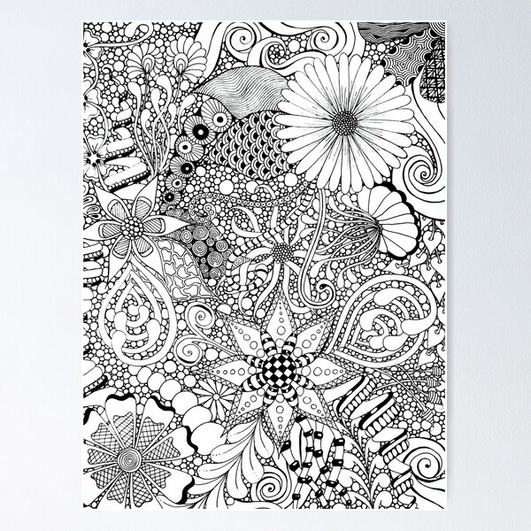 Item preview, Flower Doodles designed and sold by Tabby's Tangled Art.