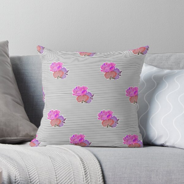 Stripes with Flower Detail Pattern Throw Pillow