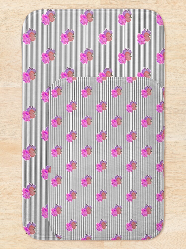 Alternate view of Stripes with Flower Detail Pattern Bath Mat