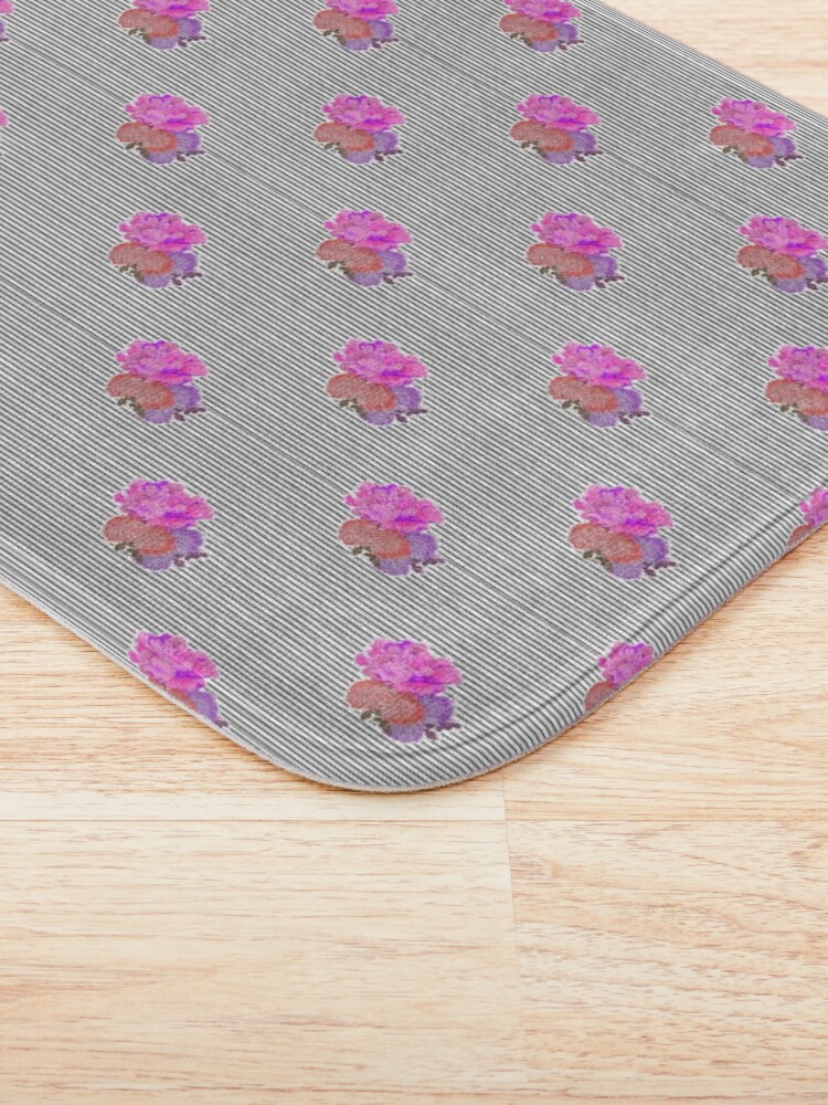 Alternate view of Stripes with Flower Detail Pattern Bath Mat