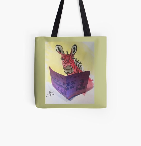 Sunburnt zebra: black & white and red all over All Over Print Tote Bag