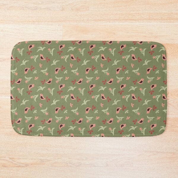 Item preview, Little Peach Birds on Dark Green Pattern designed and sold by Diana Garrison.