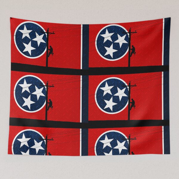 Item preview, Lineman on pole with Tennessee Flag Background designed and sold by Ken Macune.