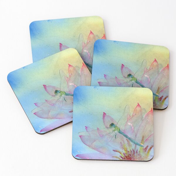 Item preview, Dragonfly on Lotus Atmospheric Watercolor designed and sold by Valerie Englehart.