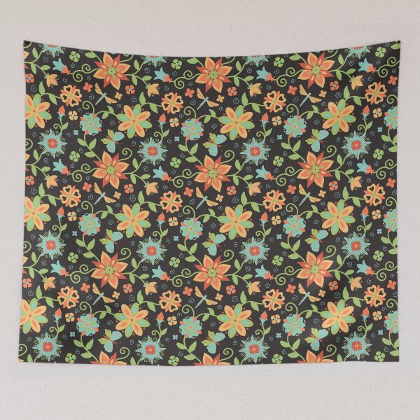 Item preview, Bright Flowers on Black Background designed and sold by Diana Garrison.
