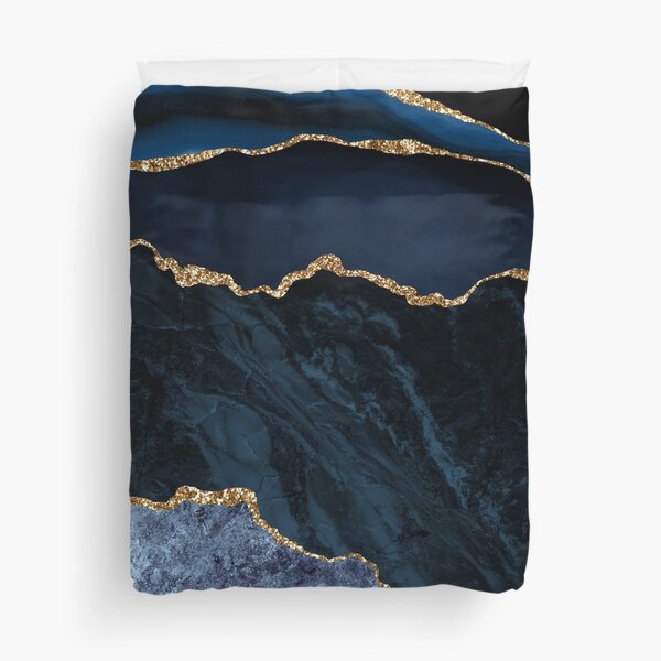 Blue and Gold Agate Duvet Cover