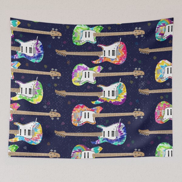 Item preview, Tie Dye Guitars on Blue by ArtfulFreddy designed and sold by ArtfulFreddy.