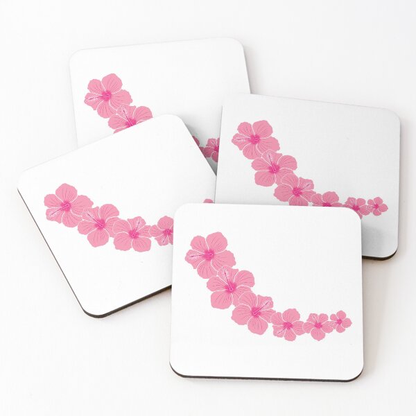 Item preview, soft hued pink hibiscus flowers corner bunch designed and sold by The Pattern Mill.