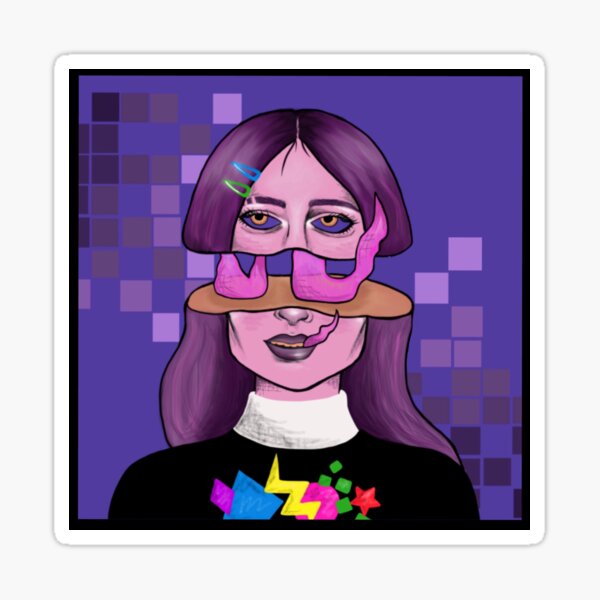 Retro Trendy Alien Girl Sticker