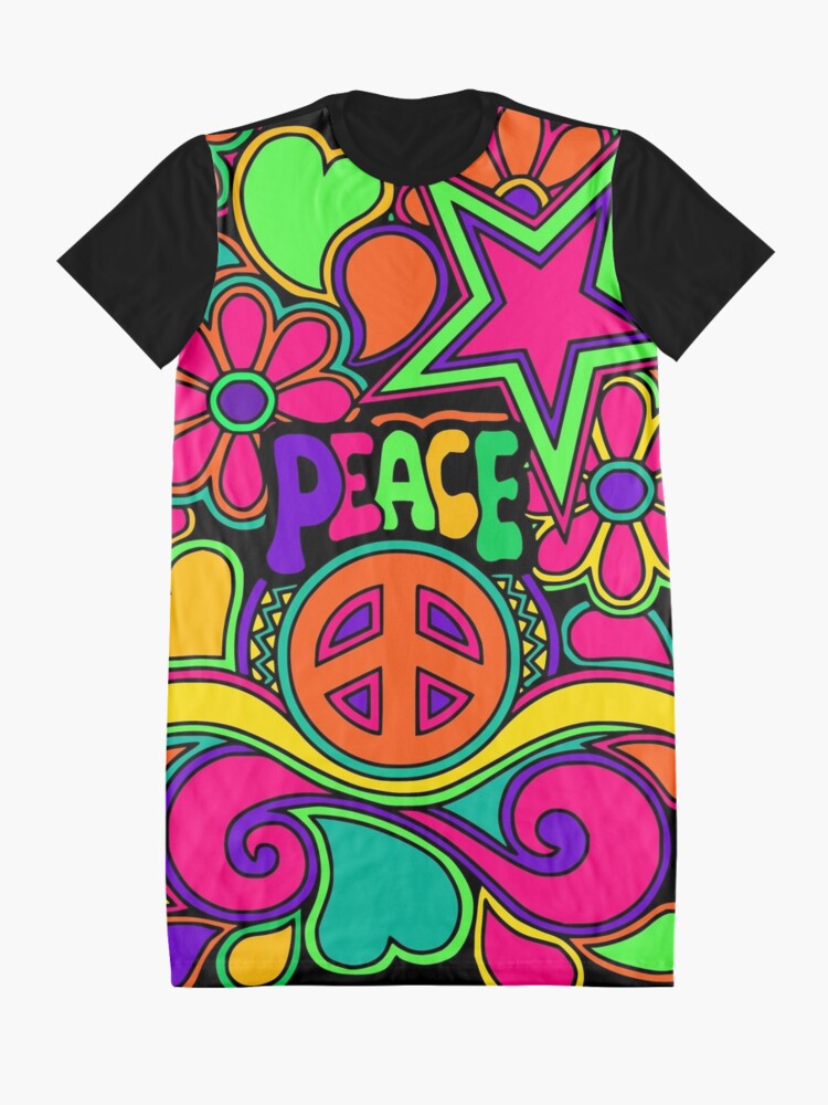 Alternate view of Pretty Pink n Colorful Hippy Trippy Design Graphic T-Shirt Dress