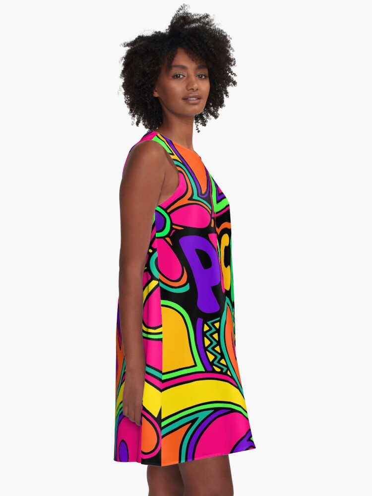 Alternate view of Pretty Pink n Colorful Hippy Trippy Design A-Line Dress