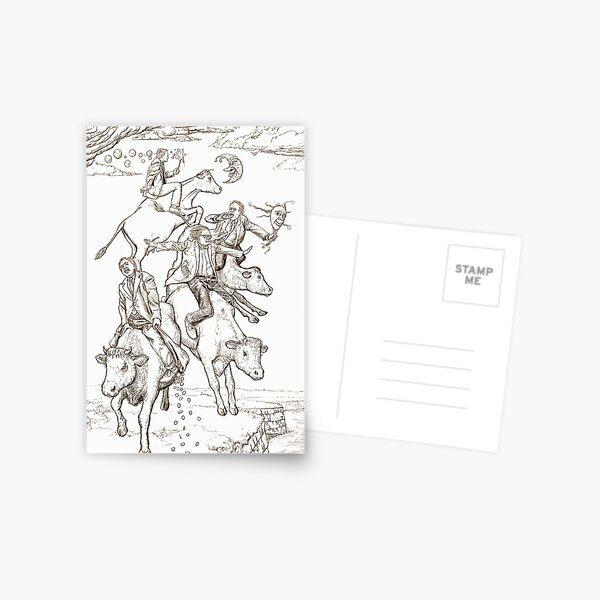 The Four Mad Cowboys of the Apocalypse Postcard