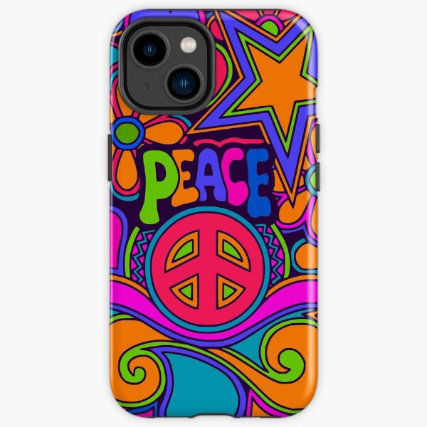Fun and Funky Flower Power Peace and Love Hippy Art iPhone Tough Case