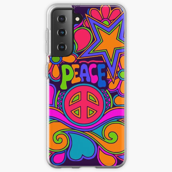 Fun and Funky Flower Power Peace and Love Hippy Art Samsung Galaxy Soft Case