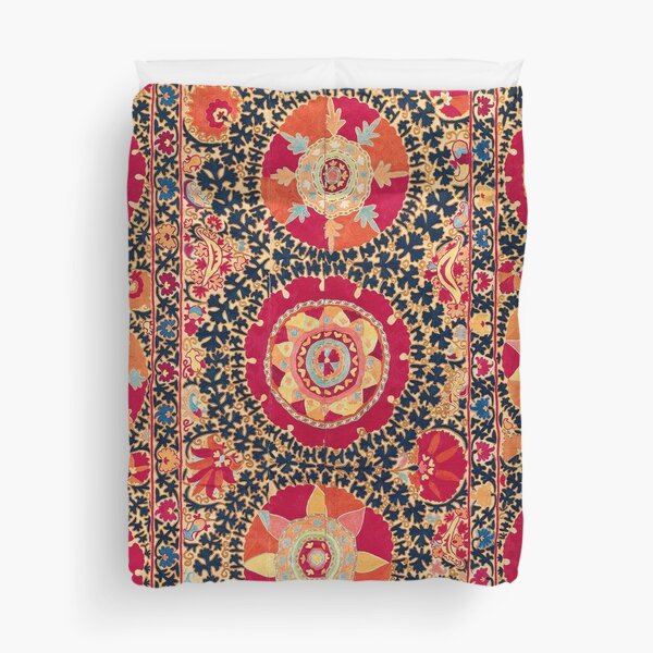 Kermina Suzani Uzbekistan Floral Embroidery Print Duvet Cover