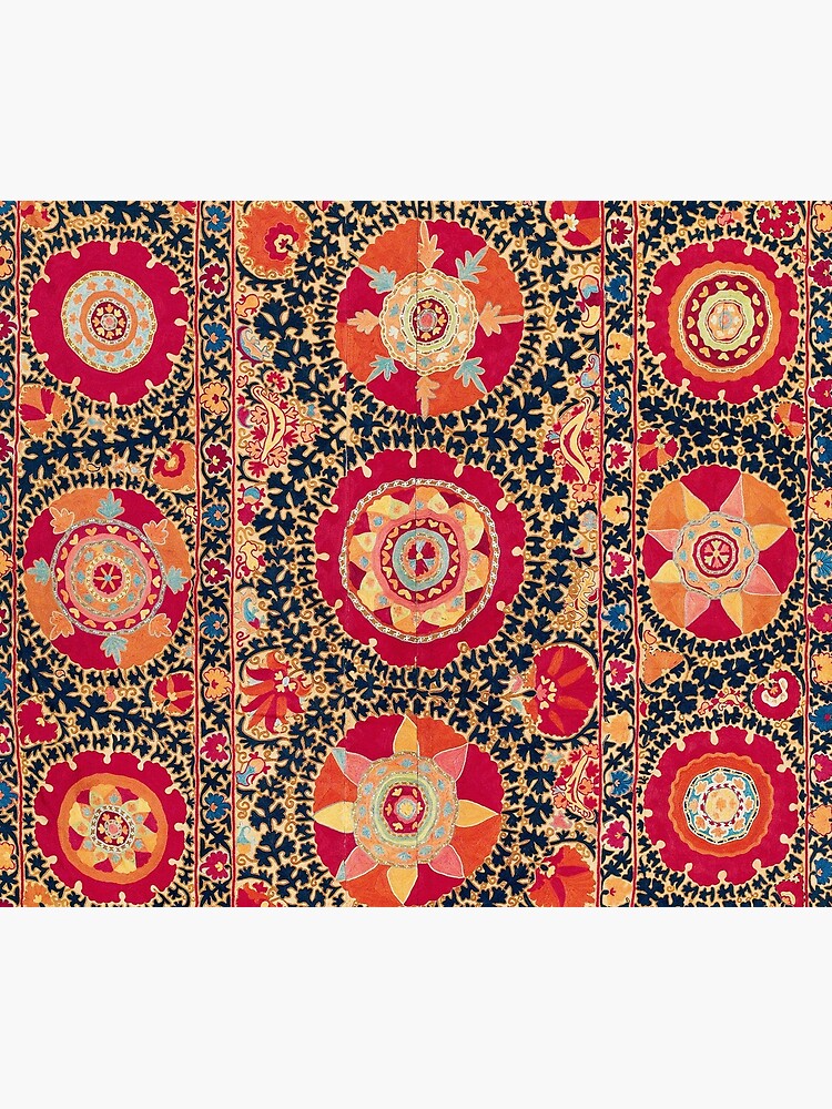 Thumbnail 6 of 6, Throw Blanket, Kermina Suzani Uzbekistan Floral Embroidery Print designed and sold by Vicky Brago-Mitchell®.