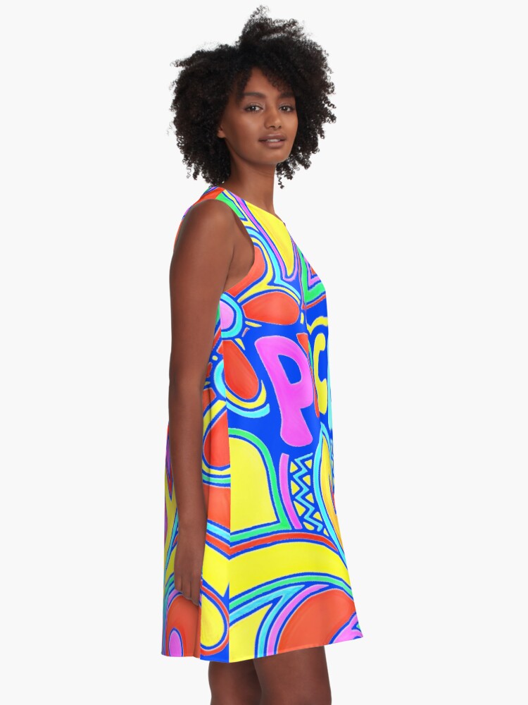 Alternate view of Peace and love Flower Power Hippy Design A-Line Dress