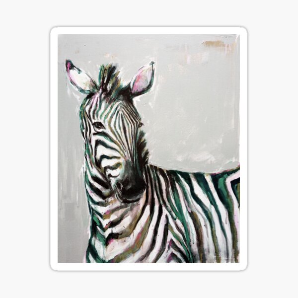 Painted Zebra Portrait in Pastel Colour Sticker