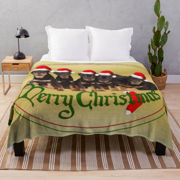 Item preview, Merry Christmas Rottweiler Babies Vector Art Greeting designed and sold by taiche.
