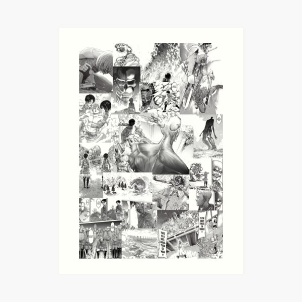 Ataque en Titan Manga Collage Lámina artística