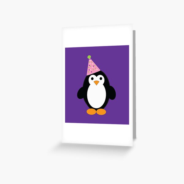 Adorable Party Penguin Greeting Card By Eggtooth Redbubble