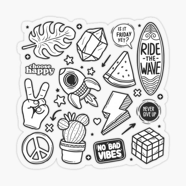 Pegatina con la obra «Dibujos blanco y negro» de FaCurls | Redbubble conjunto-de-linda-bol-grafo-l-nea-garabatear-elemento-vector-mano-dibujado-garabatear-estilo-colecci-n-de-coraz-n-flechas-escribiendo-flor-conejo-estrella-mariposa-palabras-dise-o-para-imprimir-dibujos-animados-tarjeta-decoraci-n-pegatina