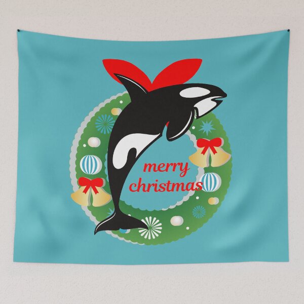 Item preview, merry christmas killer whale designed and sold by Gossip Rag.