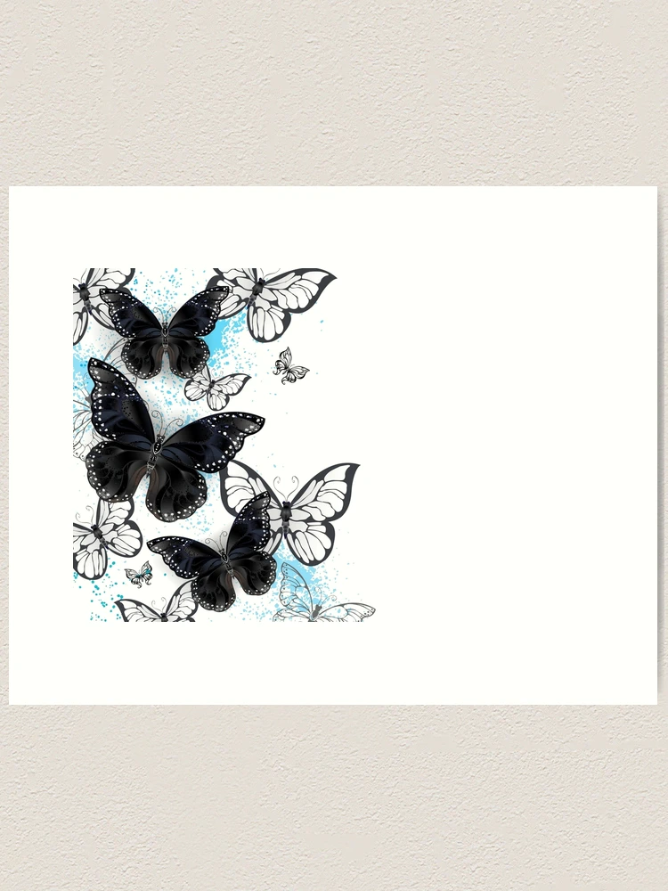 Background with black butterflies Art Print for Sale by Blackmoon9