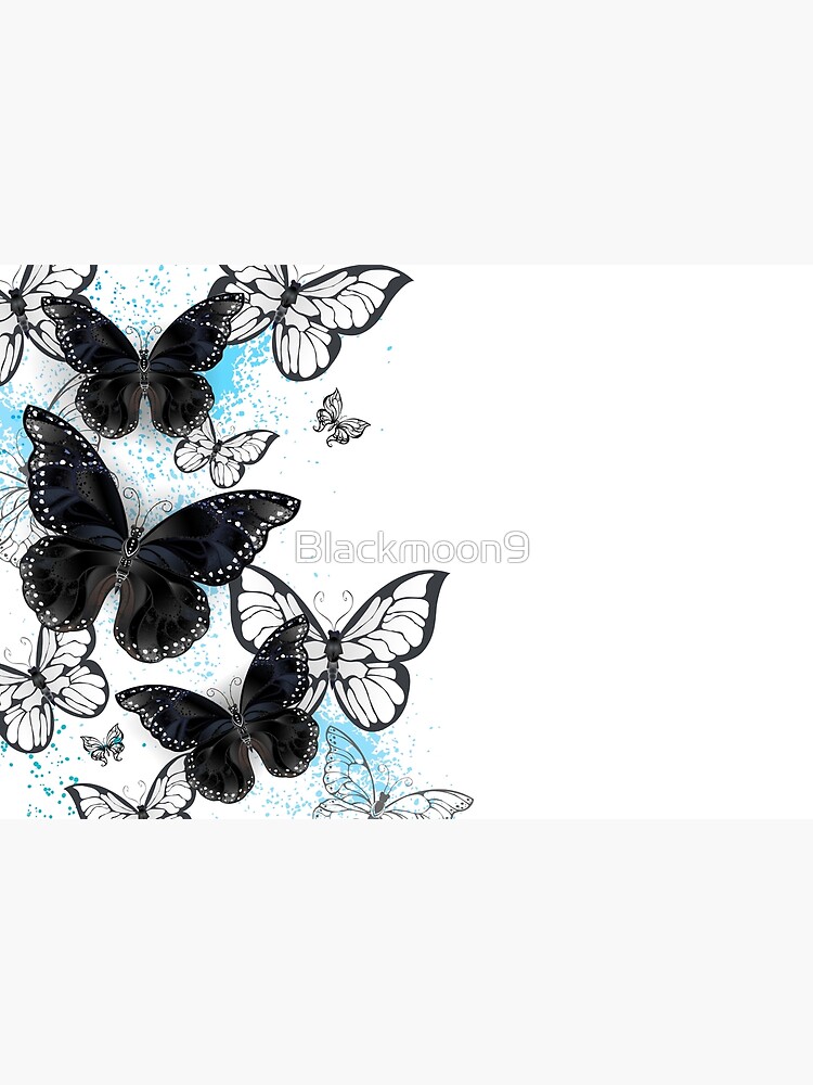 Papier peint Carte postale avec papillon - papillon sur fond bleu