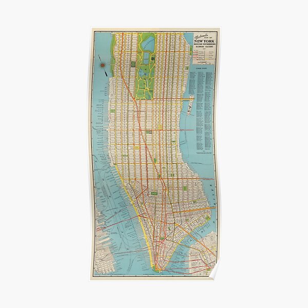 New York City Map 1930 Poster For Sale By ArtOfMaps Redbubble   Poster,504x498,f8f8f8 Pad,600x600,f8f8f8.u1 