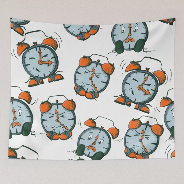 Item preview, School collection. Cartoon print with funny alarm clocks designed and sold by AstraDesign.