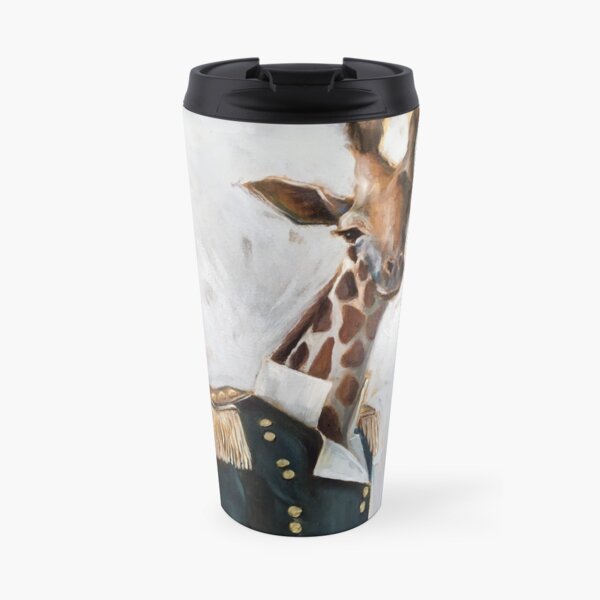 Anthropomorphic Military Giraffe portrait painting Travel Mug