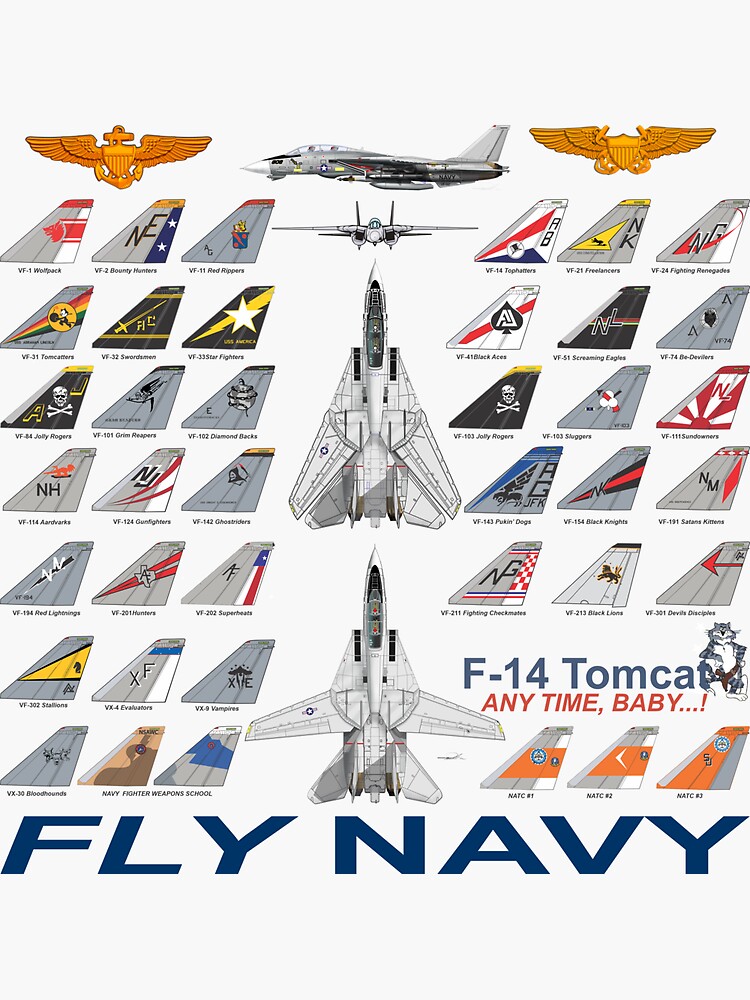 "F14 Tomcat Squadron Tshirt" Sticker for Sale by delphicfineart