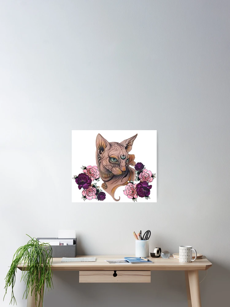 Thumbnail 2 of 3, Poster, Don Cat with Roses designed and sold by Tokha - Artwork.
