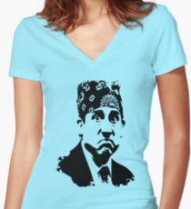 The Office Prison Mike - Steve Carrell Women's Fitted V-Neck T-Shirt