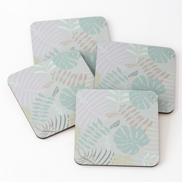 Item preview, Tropical Leaf Floral Pattern Pastel Colors Green Tones designed and sold by borednomad.