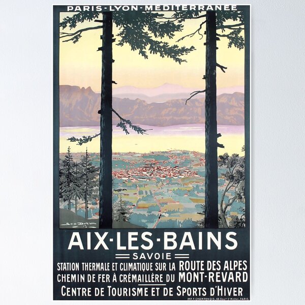 Item preview, PLM Aix Les Bains vintage travel poster designed and sold by stickart-marek.