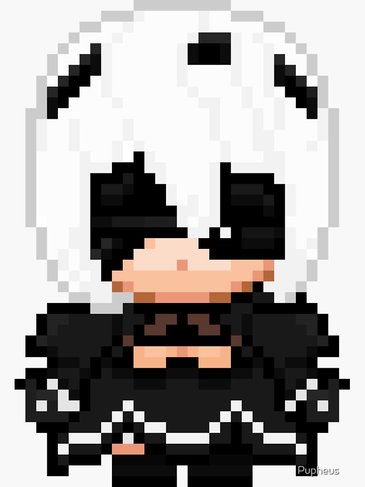 Pixel Art 2b Nier Automata Sticker By Pupheus Redbubble