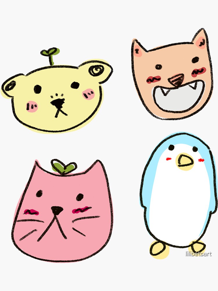 "Kawaii Pastel Animals" Sticker by lilibetsart Redbubble