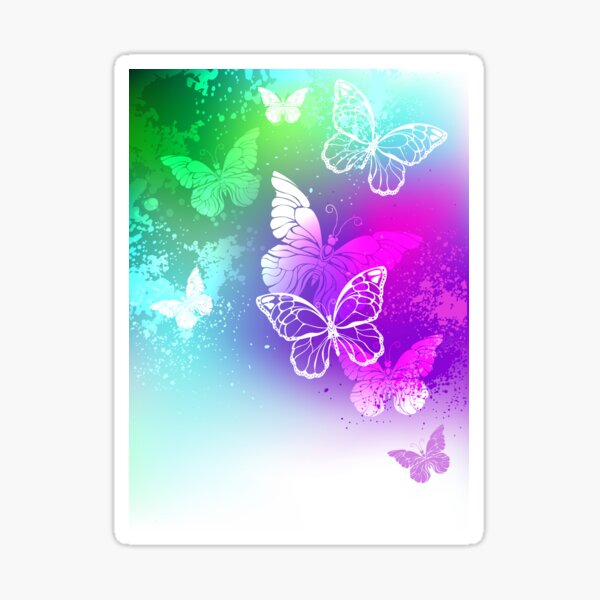 "Bright Design With White Butterflies" Sticker For Sale By Blackmoon9 ...