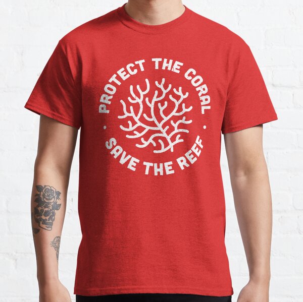 Protect the Coral, Save the Reef. Red Icon. Classic T-Shirt
